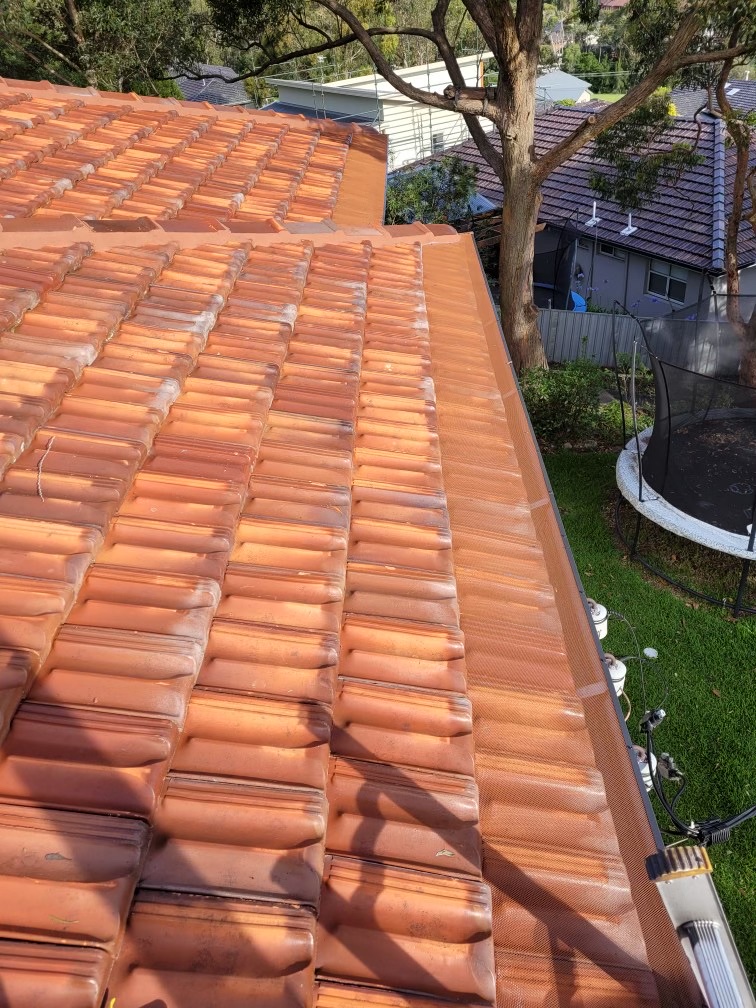 Gutter guard on a terracotta tile roof